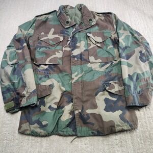 Vintage M65 Field Coat Men Small  Woodland Camo USA Made No Liner Cold Weather